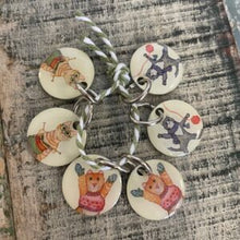 Stitch markers by Emma Ball.