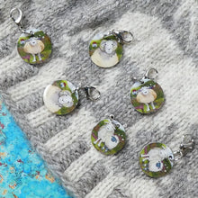 Stitch markers by Emma Ball.