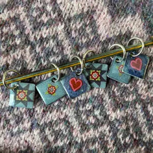 Stitch markers by Emma Ball.