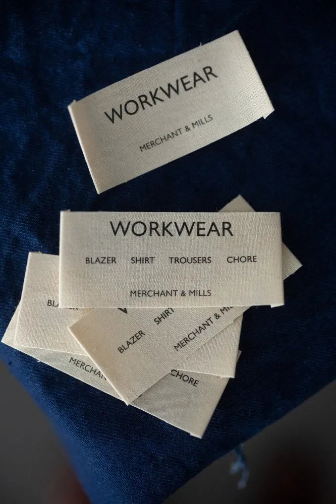 Workwear clothing labels by Merchant & Mills