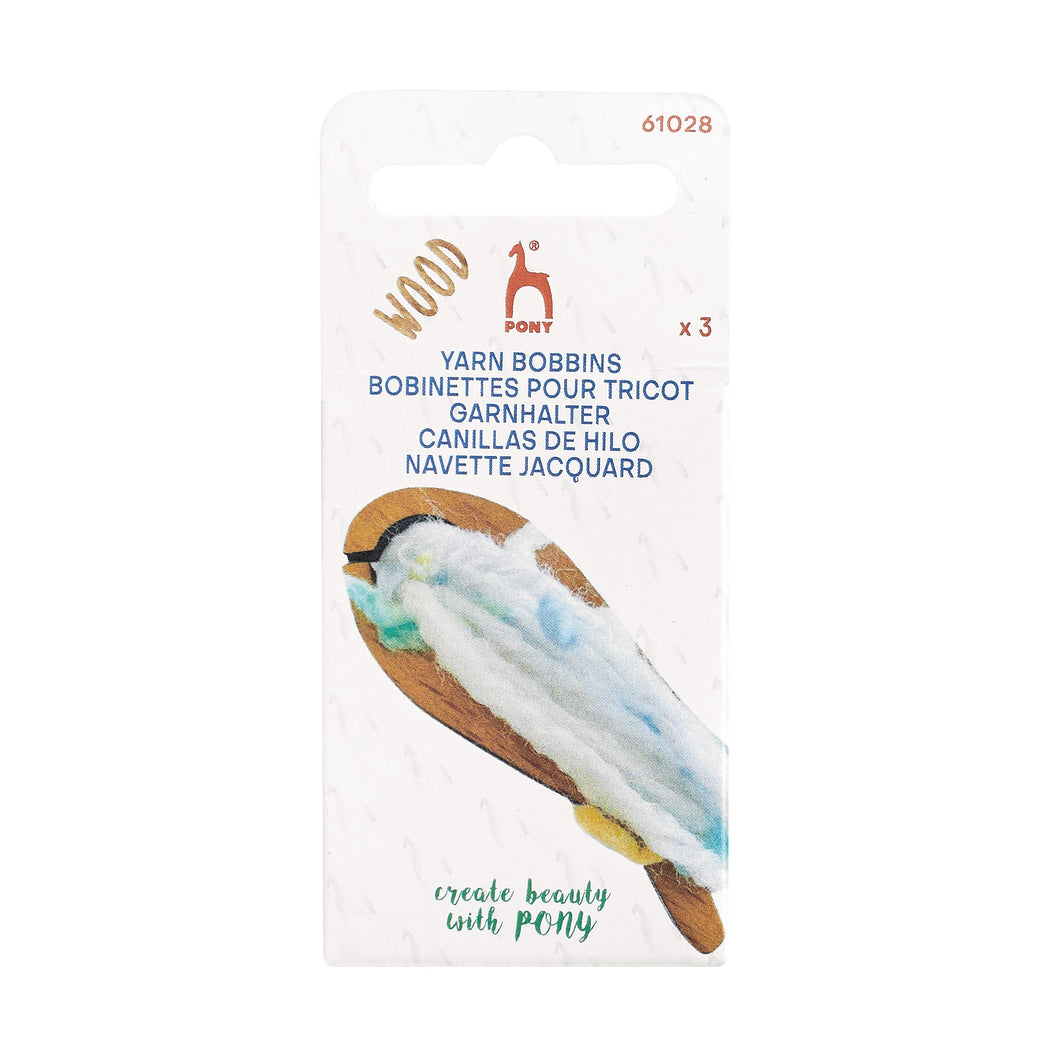 Wooden yarn bobbins by Pony