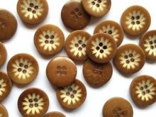 corozo buttons - lasered flower design